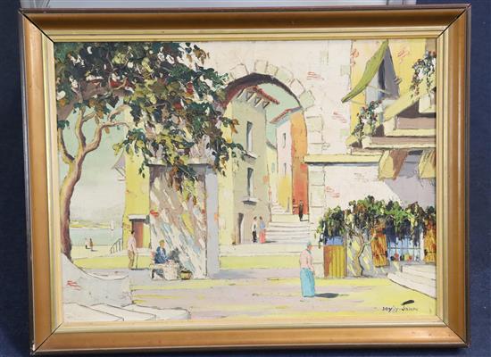 § Cecil Rochfort DOyly John (1906-1993) Archway in a Mediterranean village 17 x 23in.